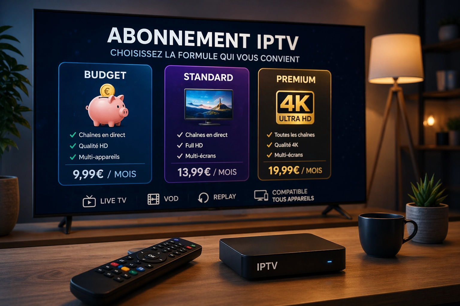 abonnement iptv comparaison budget standard premium en France