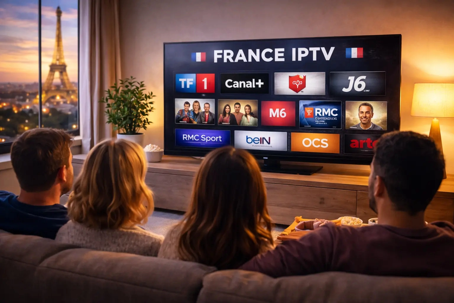 france iptv sur écran moderne avec interface de chaînes françaises